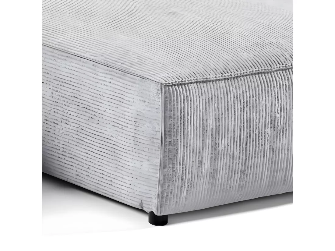 Canapé U 5 places convertible coffre Isaac velours côtelé Gris Clair