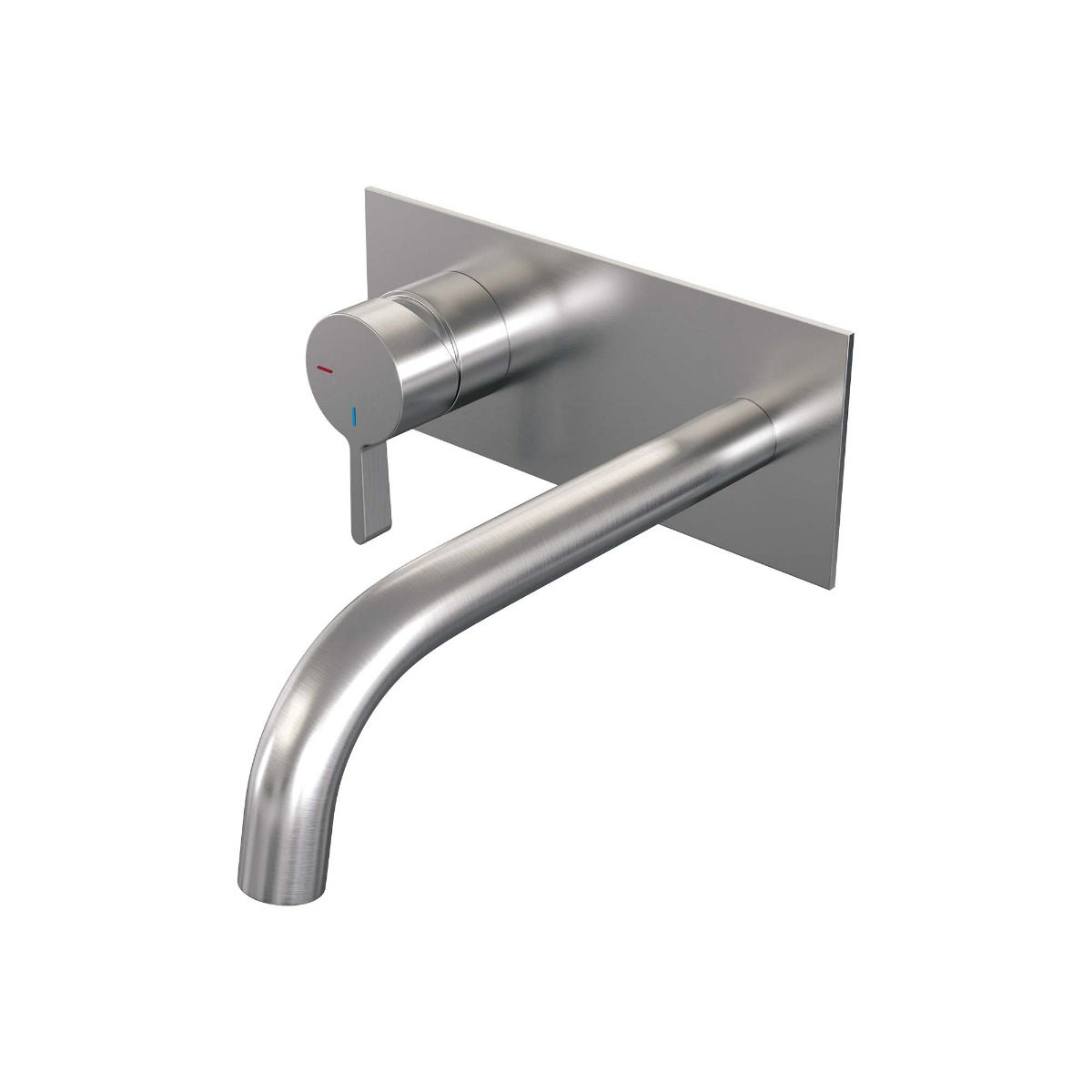 Brauer Brushed Edition ColdStart wastafelkraan inbouw gebogen uitloop met achterplaat model E2 RVS geborsteld PVD