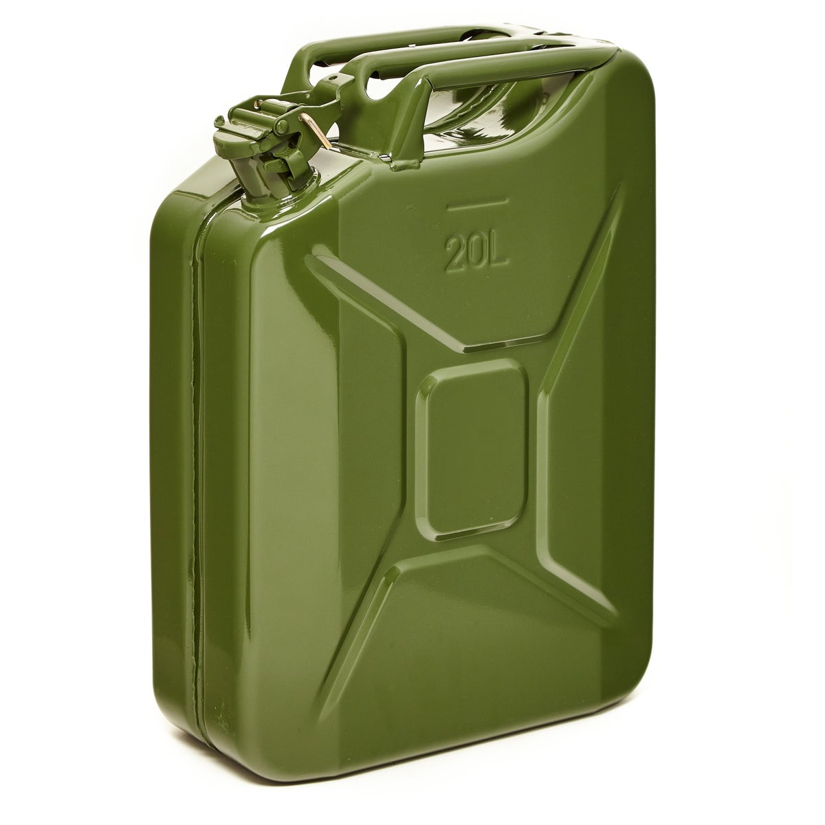 BW Metalen Brandstofjerrycan, Benzinejerrycan, 20 liter - Olijfgroen - RAL 6003 - TÜV-getest en UN-goedgekeurd - Gemaakt in Europa