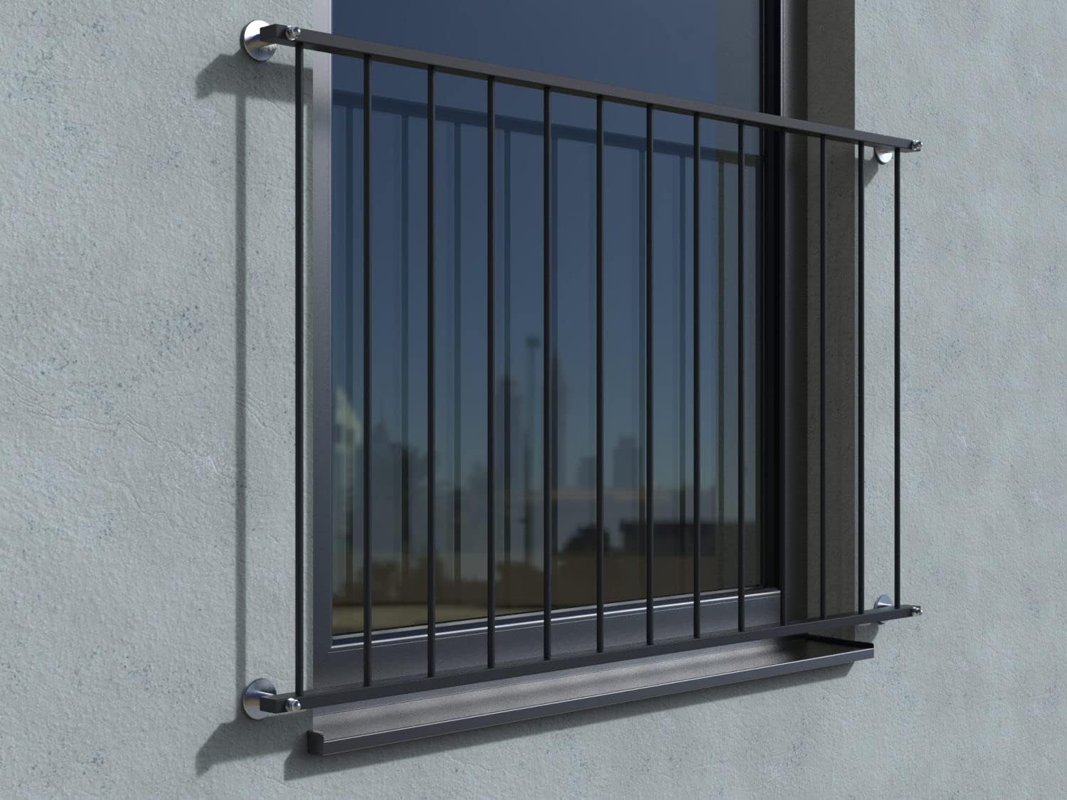 Französischer Balkon Modell Basic 2 farbpulverbeschichtet - vorgesetzt (bis 2400 mm)