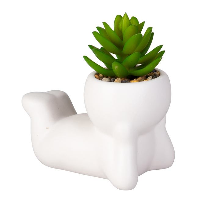 Blumentopf Figur mit Kunstblume - ca. 10 - 15 cm - 1 Stück