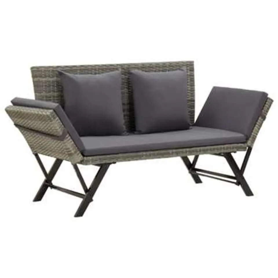 vidaXL - Ligbed - Grijs - Poly rattan
