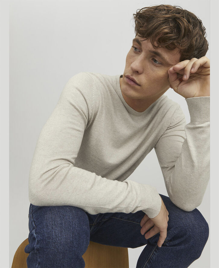 Jack & Jones JJEEMIL KNIT CREW NECK NOOS Oatmeal/melange