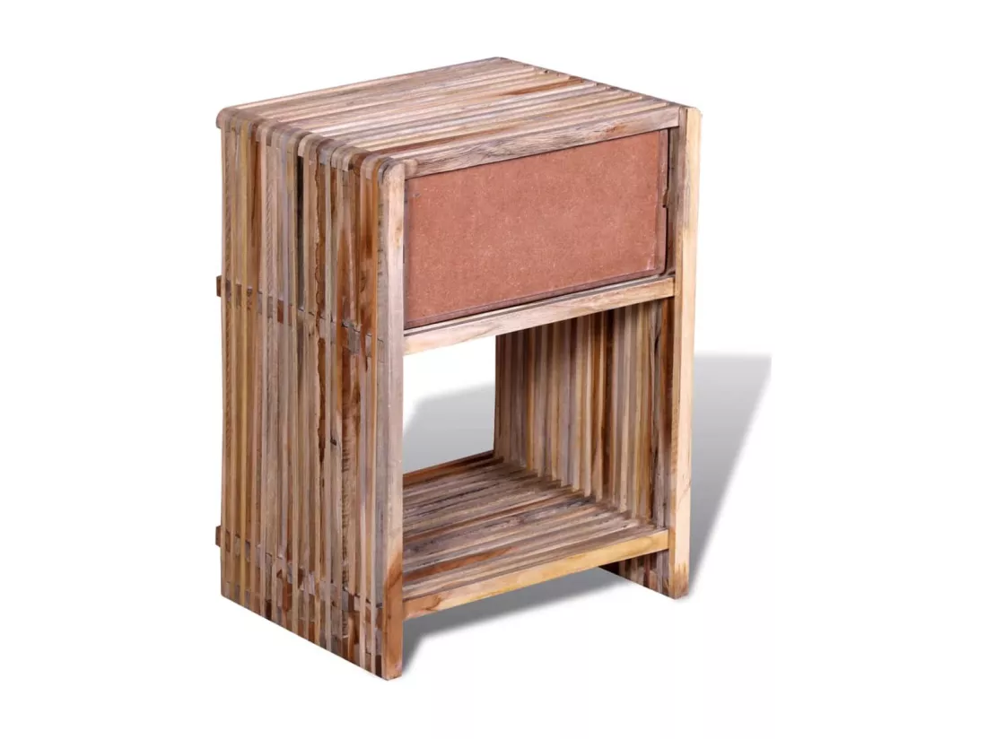 Table de chevet avec tiroir Bois de teck recyclé