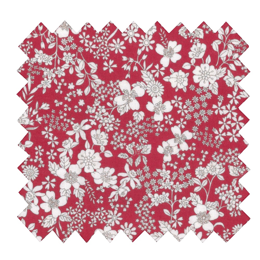 Coupon Tissu 1 M Ex2341 Feuillage Fleuri Fond Bordeaux