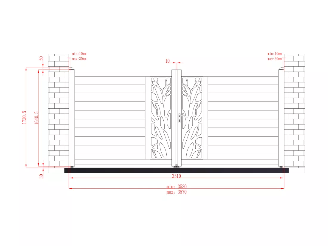 Portail électrique battant aluminium semi ajouré à motifs L357 x H172 cm anthracite LABRIT II
