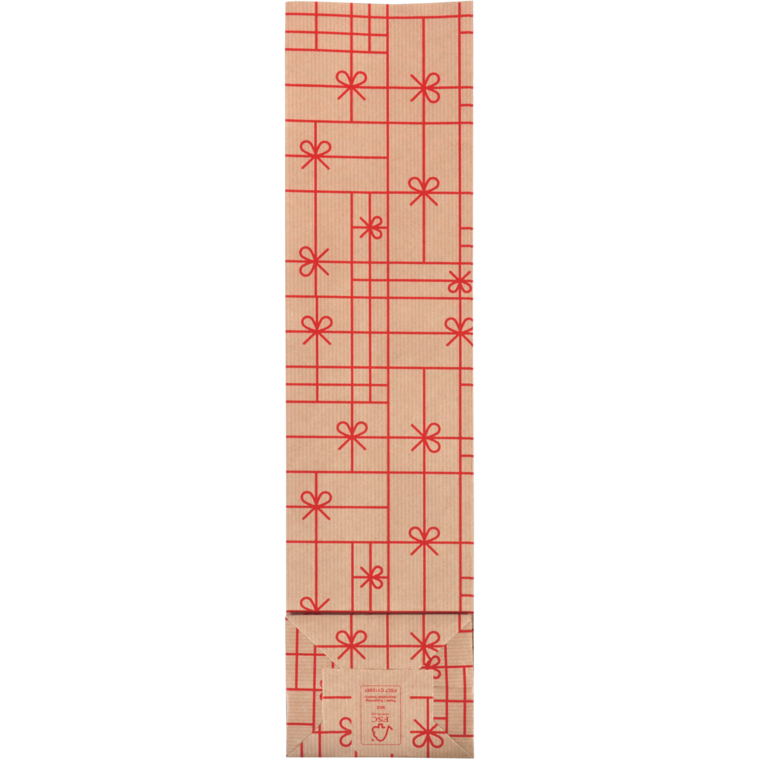 Fleszak, 10x41x8cm, Strikken, papier, bruin/rood
