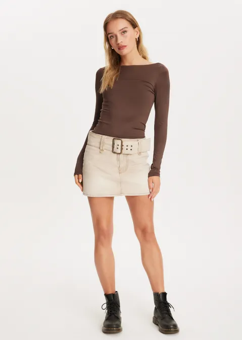 Top met lange mouwen bruin (BRN.D)
