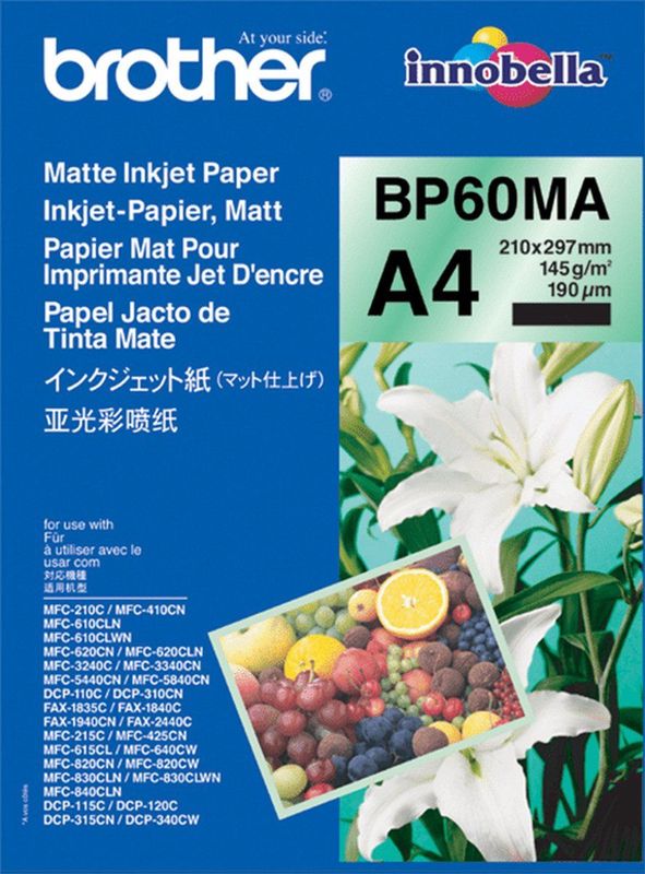 Brother BP-60MA papier voor inkjetprinter A4 (210x297 mm) Mat 25 vel Wit