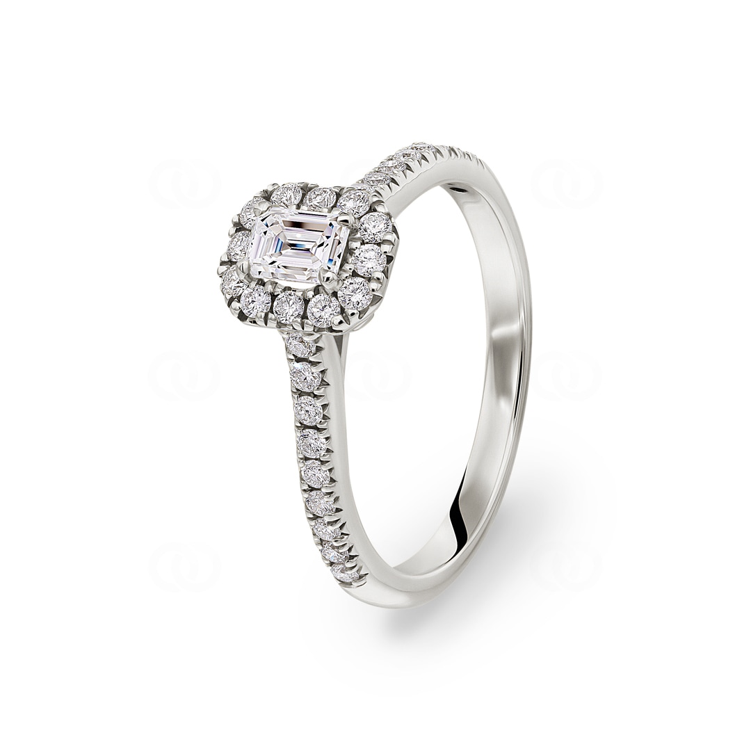 Emerald Halo Diamantring 750/18 K Weissgold 0.62 ct G/si