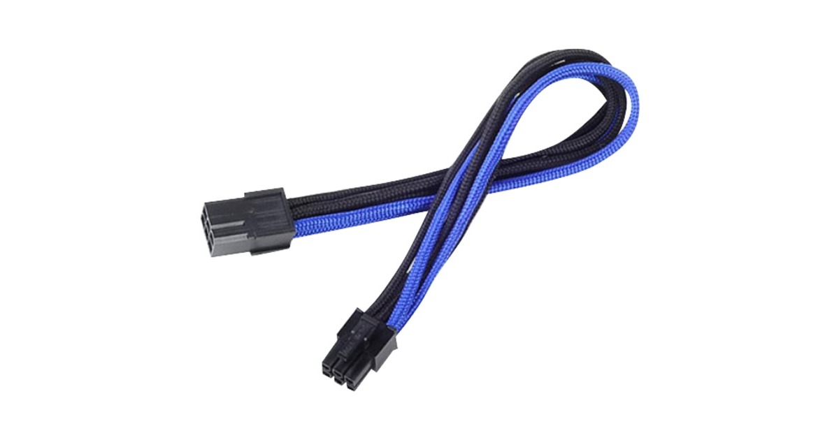 SilverStone6-Polig PCIe verlengkabel  (Zwart/blauw, 25 centimeter, PP07-IDE6BA, Lite retail)