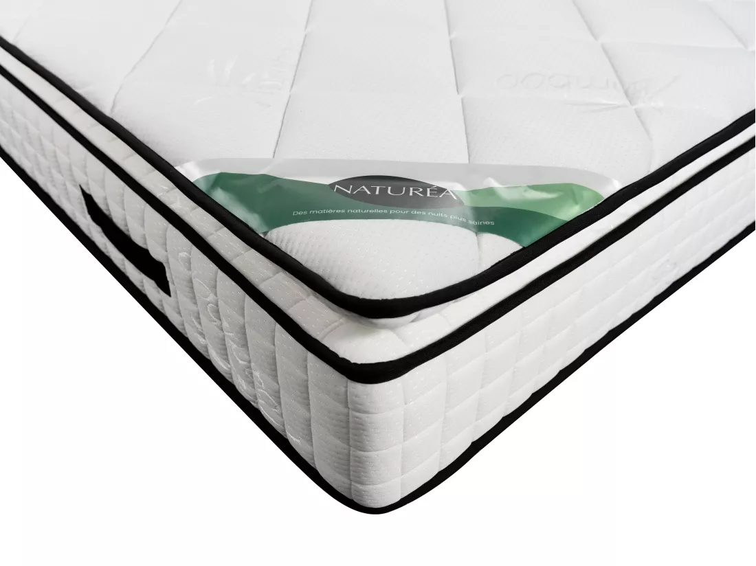 Ensemble 140 x 190 cm sommier coffre naturel clair + matelas mousse et coutil bambou ép.23cm - ADANA de NATUREA