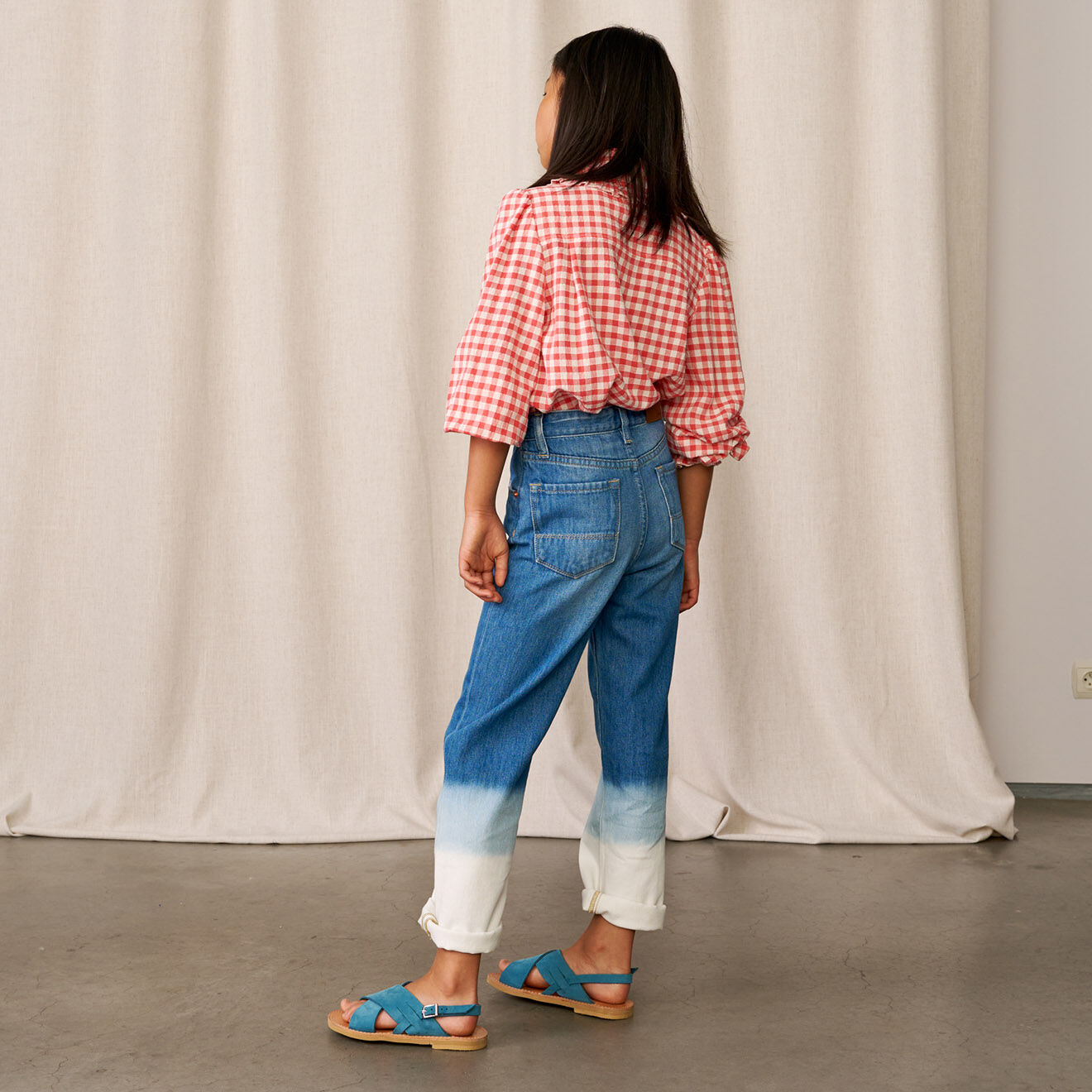 Bellerose Jean Pinata en Toile de Coton deep-dye bleu brut/blanc