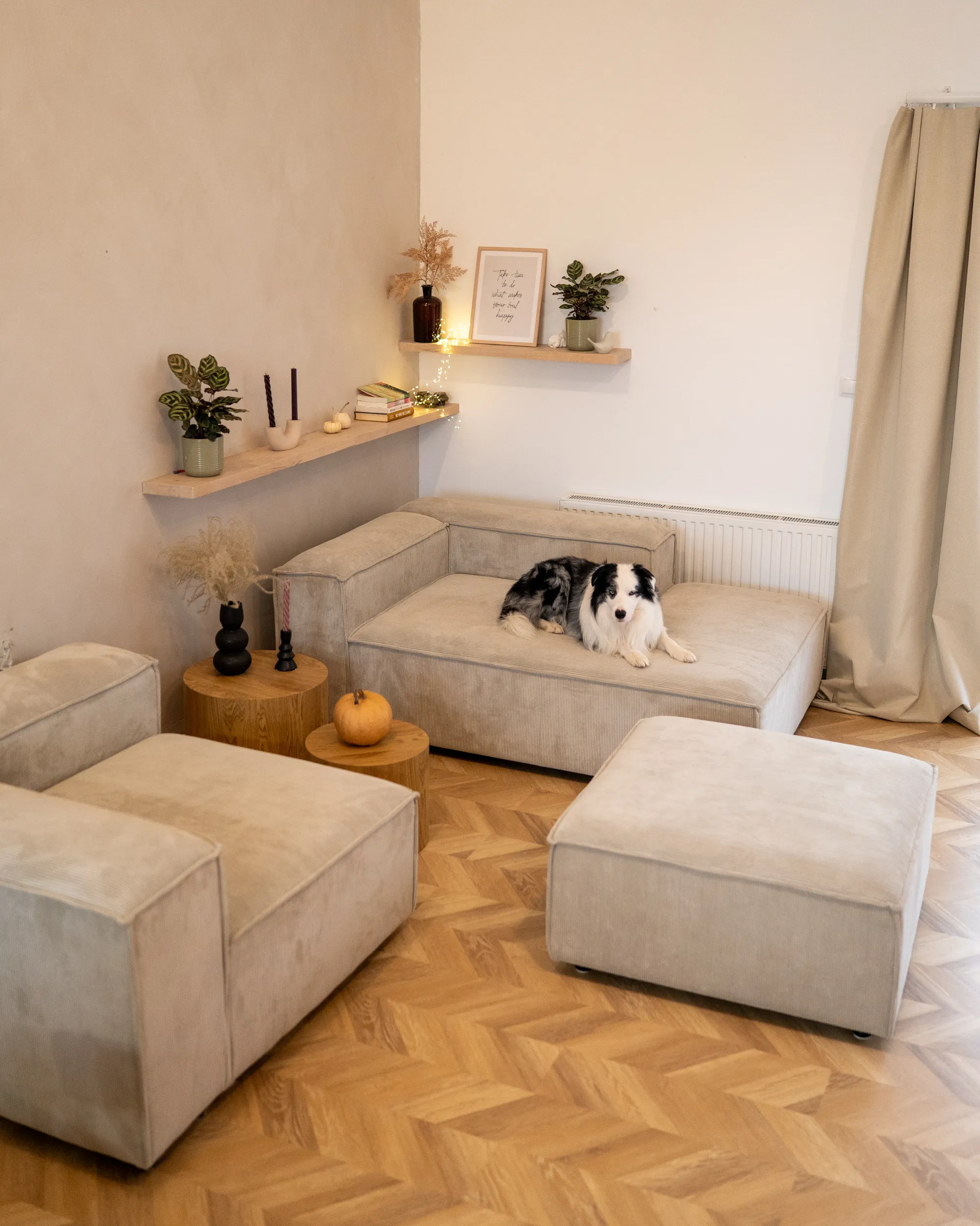 Linkszijdige chaise longue ARDAL Corduroy Taupe