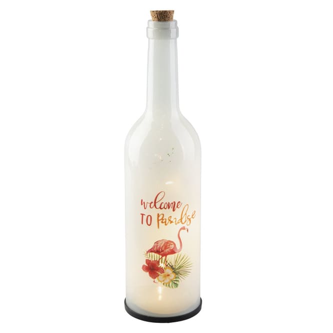 LED-Flasche - Flamingo - aus Glas - ca. 7 x 29 cm