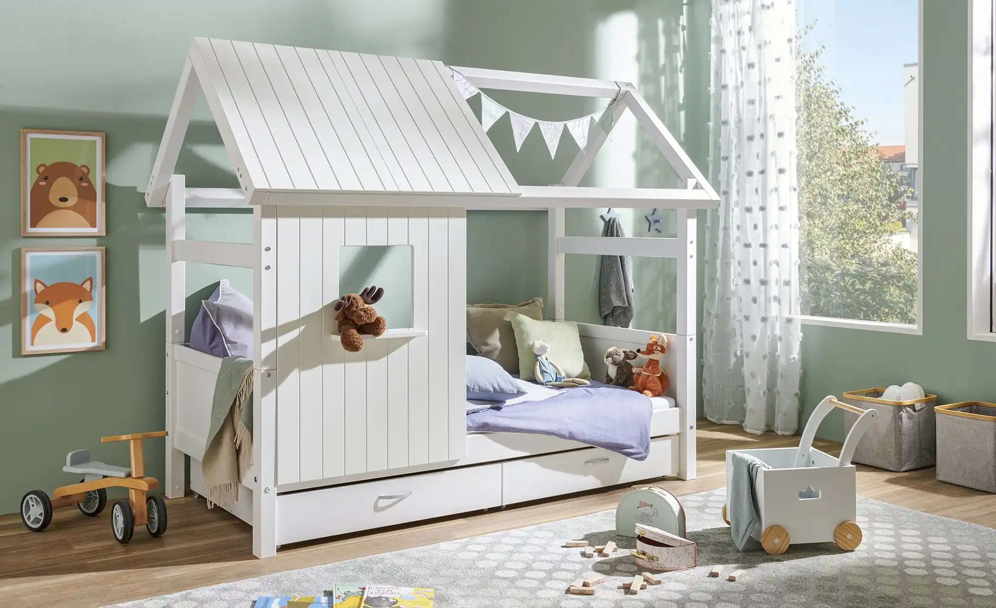 FLEXA Kojenbett mit Dachaufbau Hygge