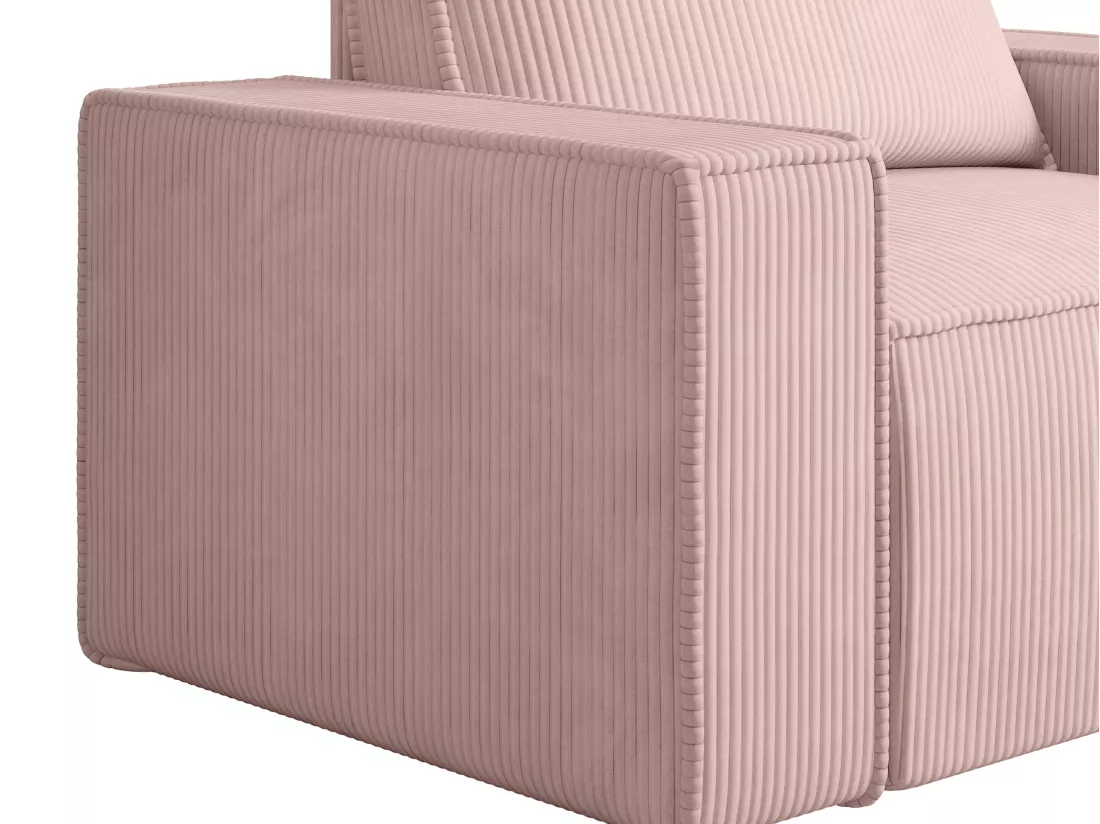 Fauteuil en velours côtelé rose poudré AMELIA