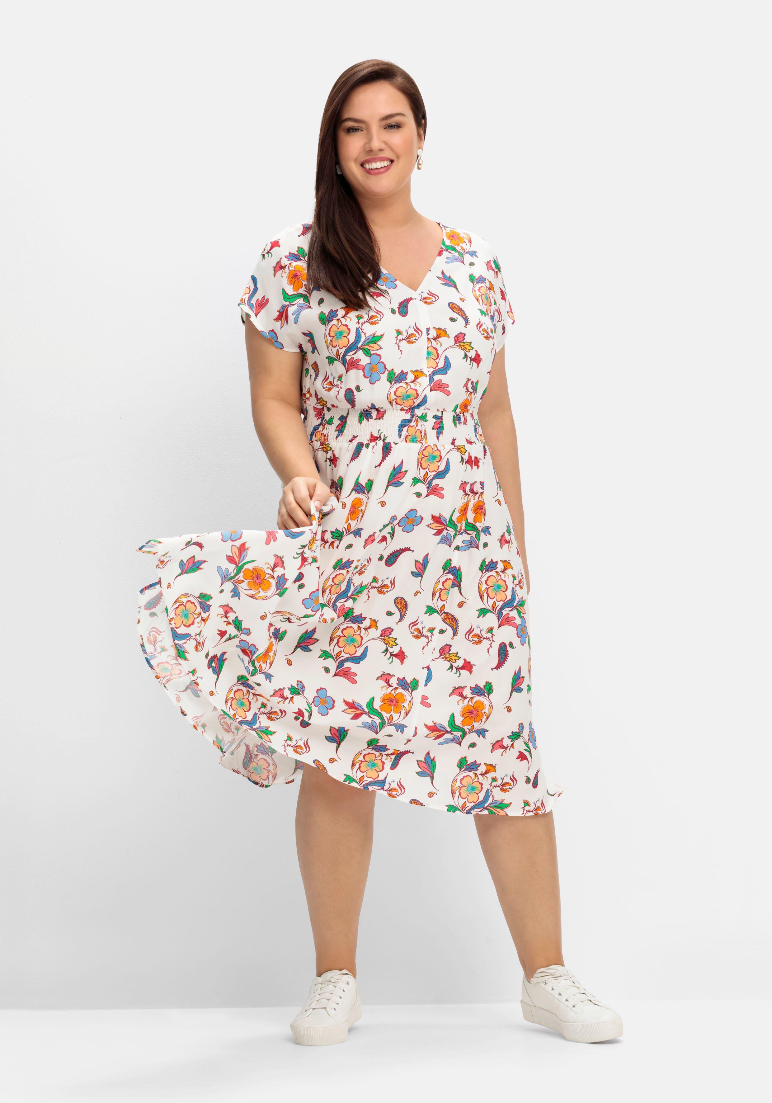 Kleid mit floralem Print und weitem Rockteil