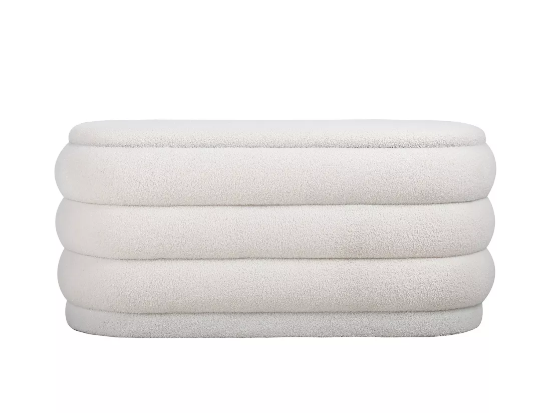 Banc coffre - Tissu bouclette - Blanc - ECAMBI