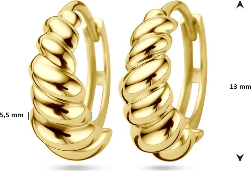 Klapoorringen - 14K Geelgouden - 13x5.5mm - Scharniersluiting - Gepolijst