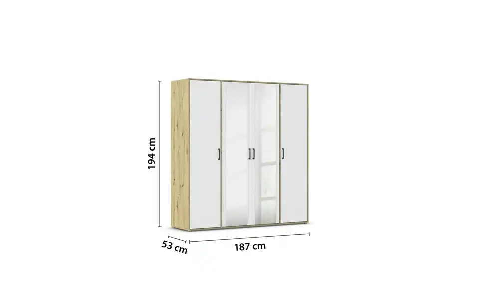 Drehtürenschrank Absetzung: Eiche Artisan 187 cm 4 Stück