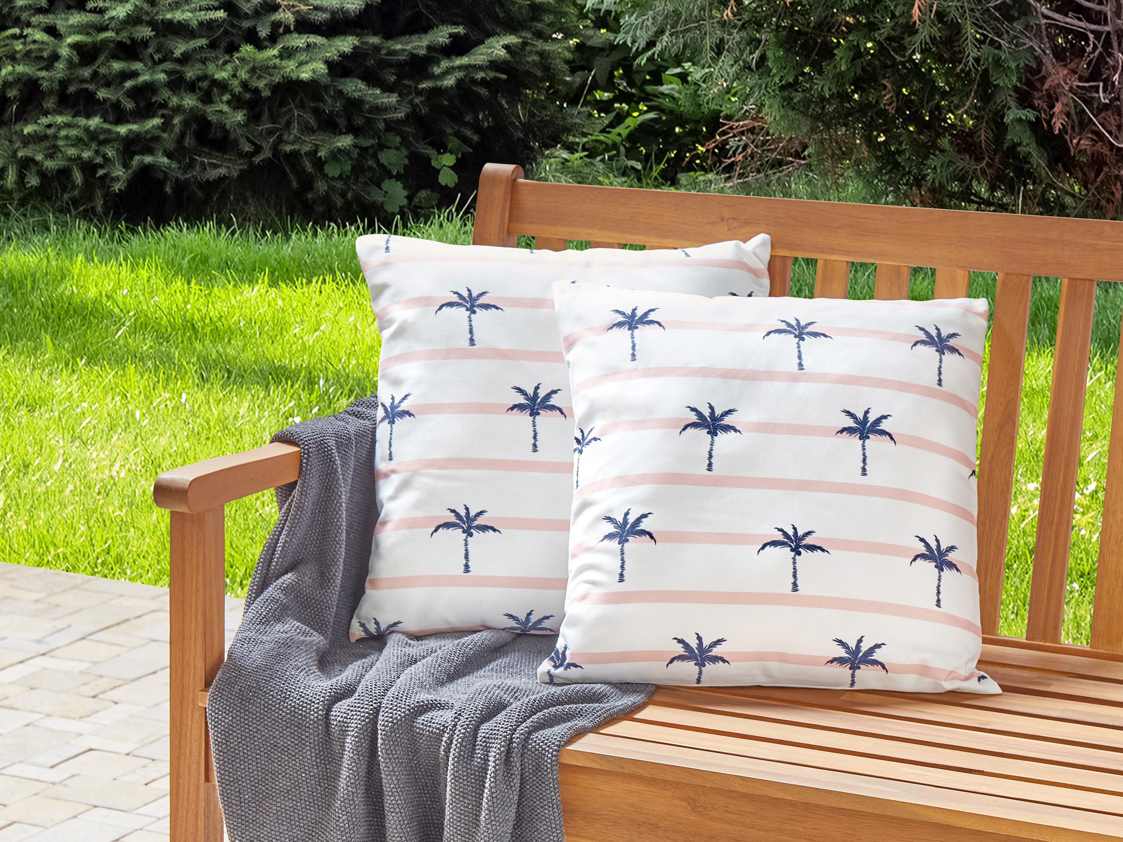 Set van 2 tuinkussens MOLTEDO gestreept 45 x 45 cm Wit