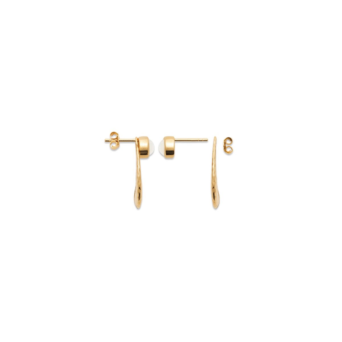 Boucles d'oreilles plaqué or martelées et pierre de lune ARIA - Bijoux Privés Discovery