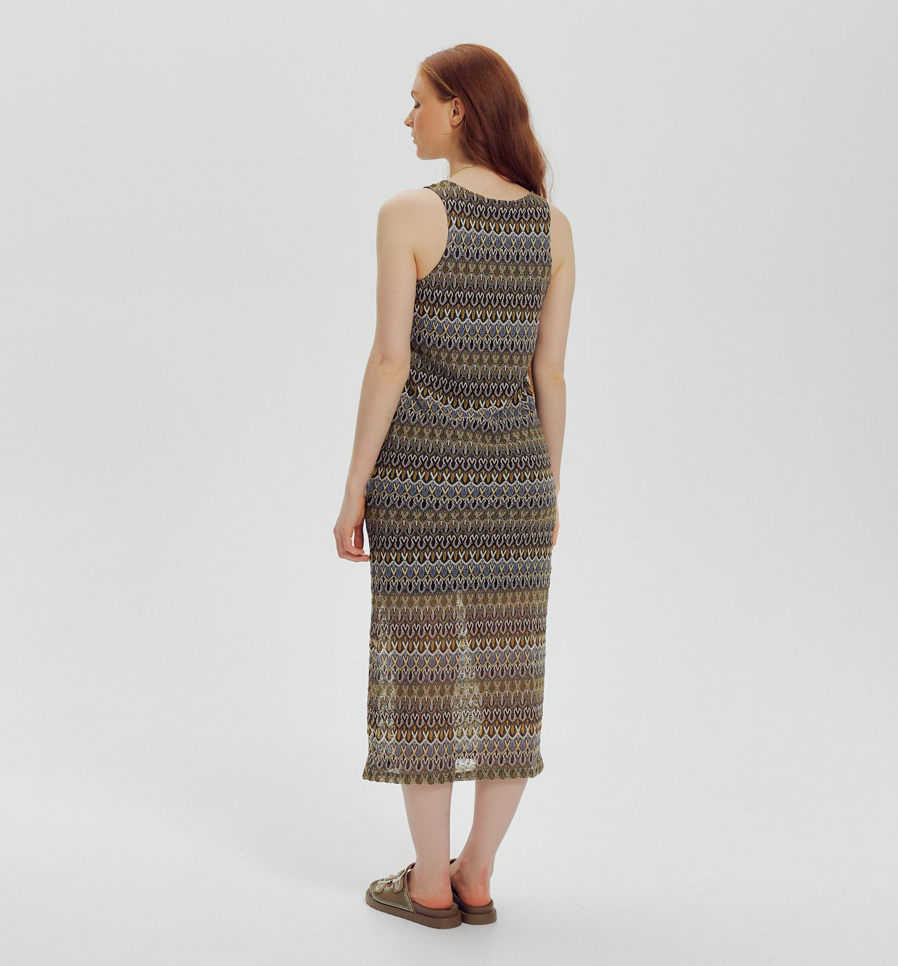 Robe en jersey effet dentelle - Imprimé kaki