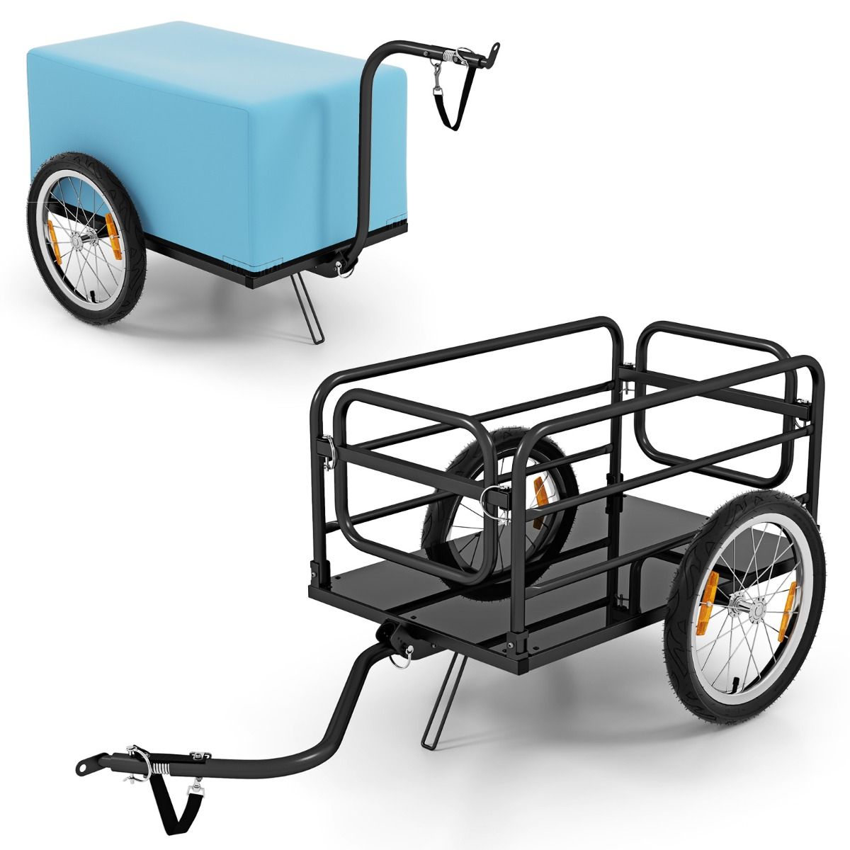 Remorque de Vélo avec Cadre Pliable Charge 55 kg Chariot pour Vélo avec Housse en Tissu Oxford Roues à Air de 40 cm Réflecteurs Bleu - Lidl-Manfred
