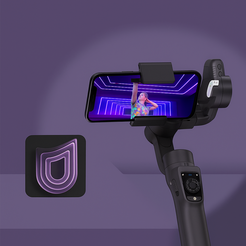 (55–90mm) 3-Achsen Gimbal Stabilisator / AI-Tracking / Anti-Shake / 360° Drehbare Handy Halterung / Tripod Dreibein Stativ Selfie Stick - Schwarz
