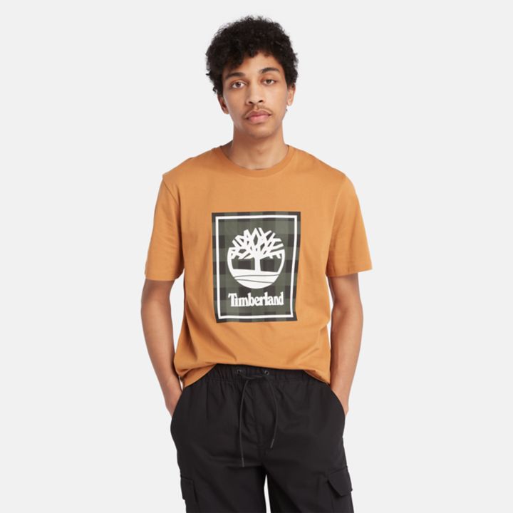 Camiseta Buffalo de manga curta para homem na cor laranja.