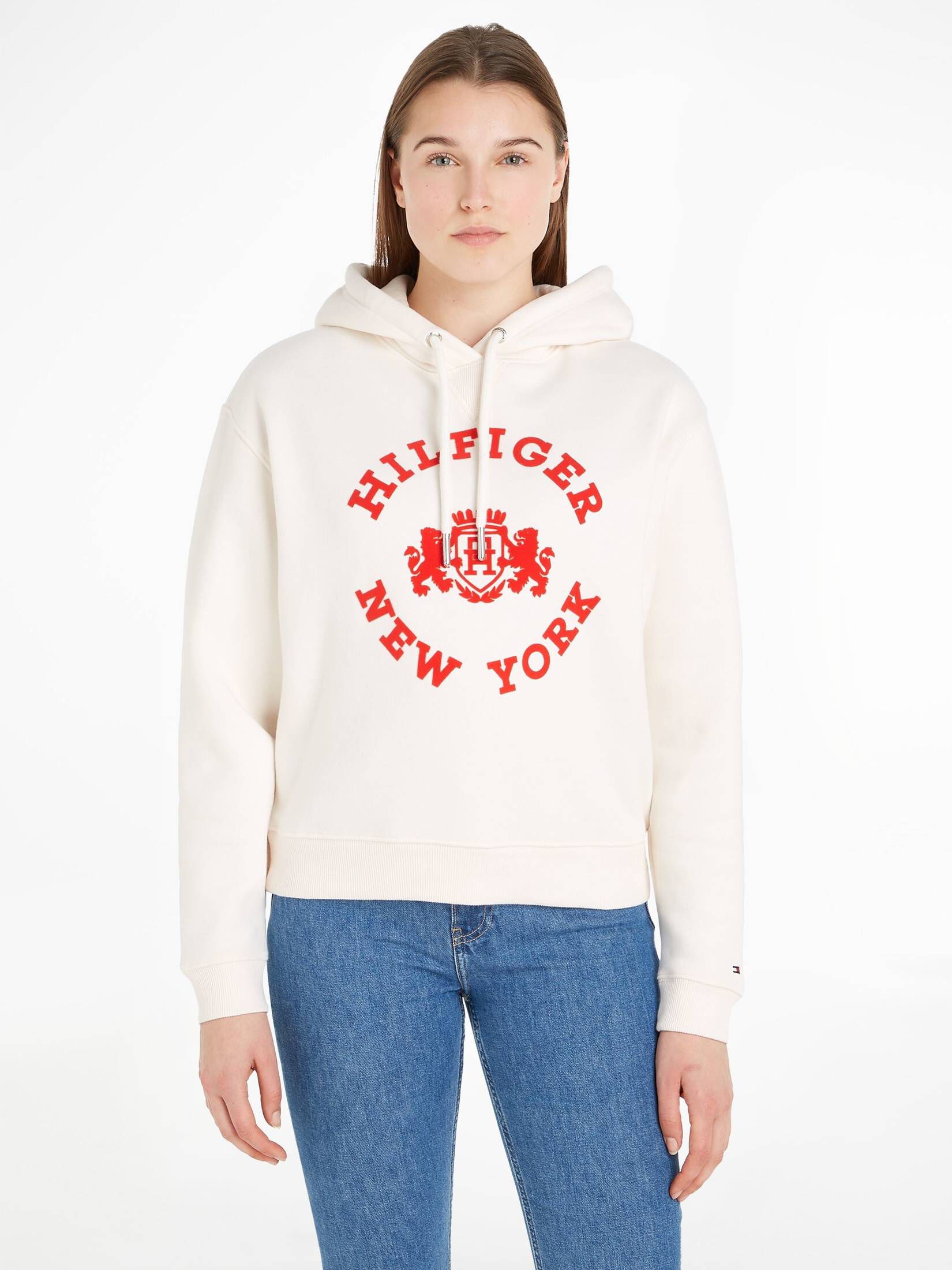 Tommy Hilfiger| Damen Sweatshirt REG VARSITY FLOCK HOODIE