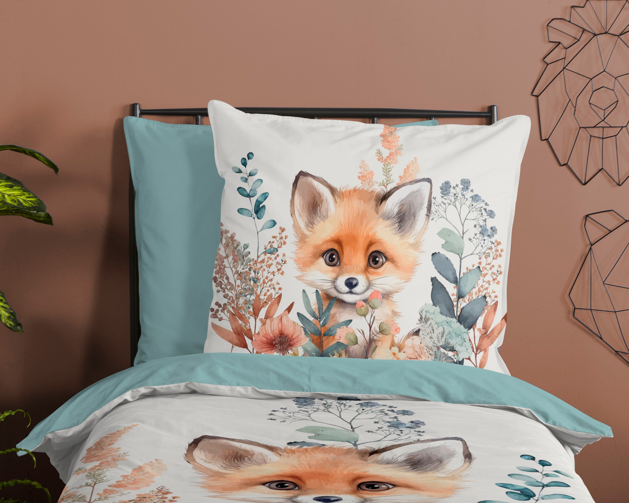 good morning Kinderbettwäsche »Foxx« 2 Stk. tlg. Baumwolle, 135x200, Reissverschluss, Wendeoptik, Kind, Herbst, Fuchs