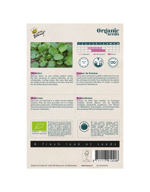 Buzzy Organic Waterkers  - Bio - Kruidenzaden - 100 g