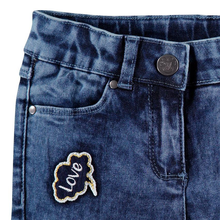 Pantacourt en jeans avec badges brodés Minnie Disney - Bleu moyen