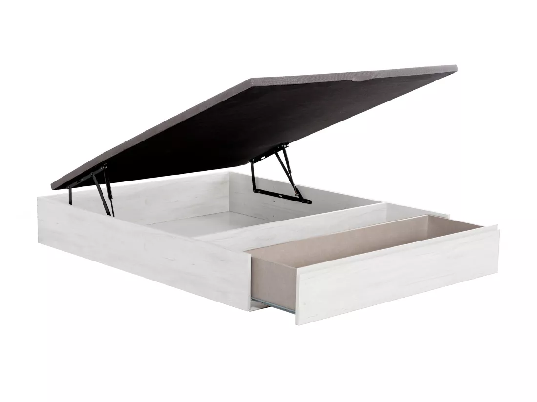 Ensemble 140 x 190 cm sommier coffre avec tiroir blanc + matelas mousse HD mémoire de forme et tissu 3D respirant ép.18cm - HEAVEN de YSMÉE