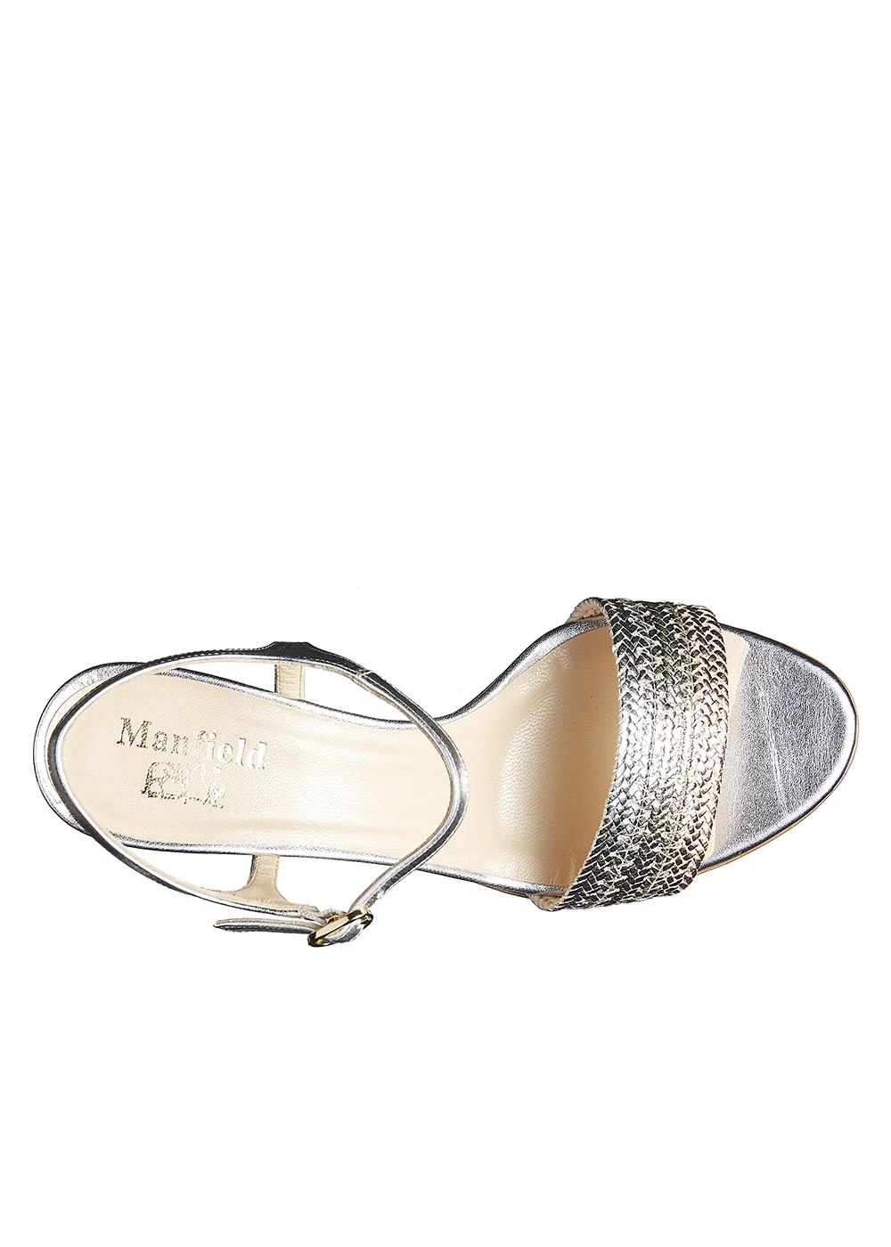 SANDALE CUIR TRESSE PLATINE TALON 3.5 CM