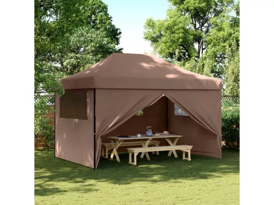 Tente de réception pliable escamotable avec 4 parois latérales