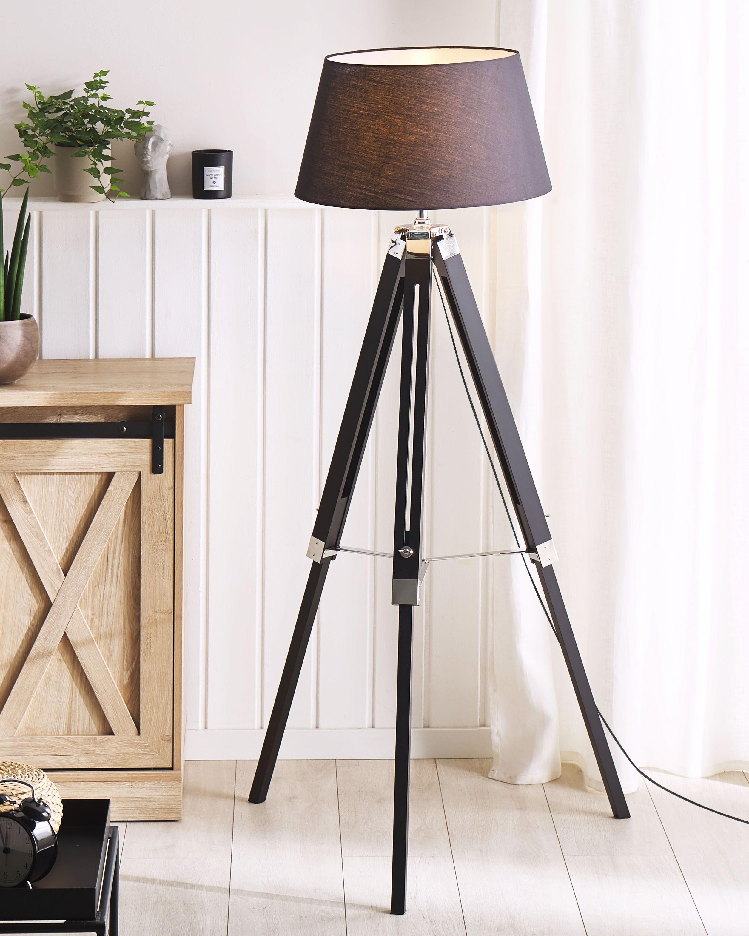 Staande lamp MADEIRA Dennenhout Zwart