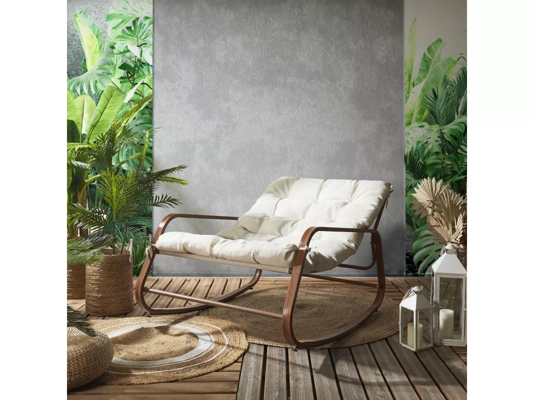 Fauteuil A Bascule Miami Imitation Bois