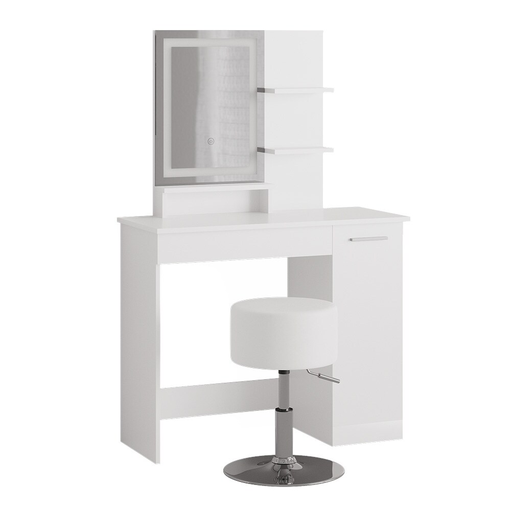 Vicco Schminktisch Frisiertisch Schminkkommode Julia Weiß LED-Spiegel Hocker 90x138 cm modern Schlafzimmer Kommode Schublade Ablage Aufbewahrung Kosmetiktisch Schminkkonsole Make-Up-Tisch