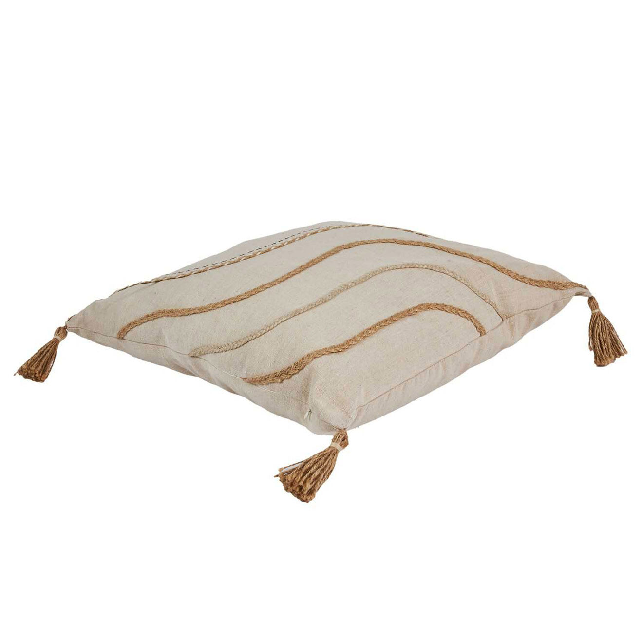 Home Deco Factory Coussin à pompons beige - 40x40 cm