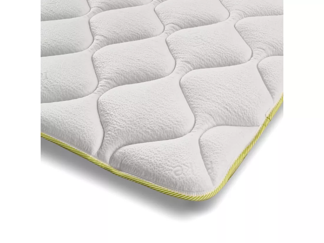 The White Stone Topper Rafraîchissant Simple avec Élastiques | Correcteur de Matelas 130 x 190 | Technologie Cooler et Propriétés Orthopédiques | Hauteur 4 cm