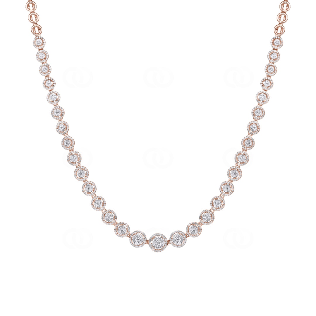 3.00 Karat Halo Diamantencollier 750/18 K Roségold