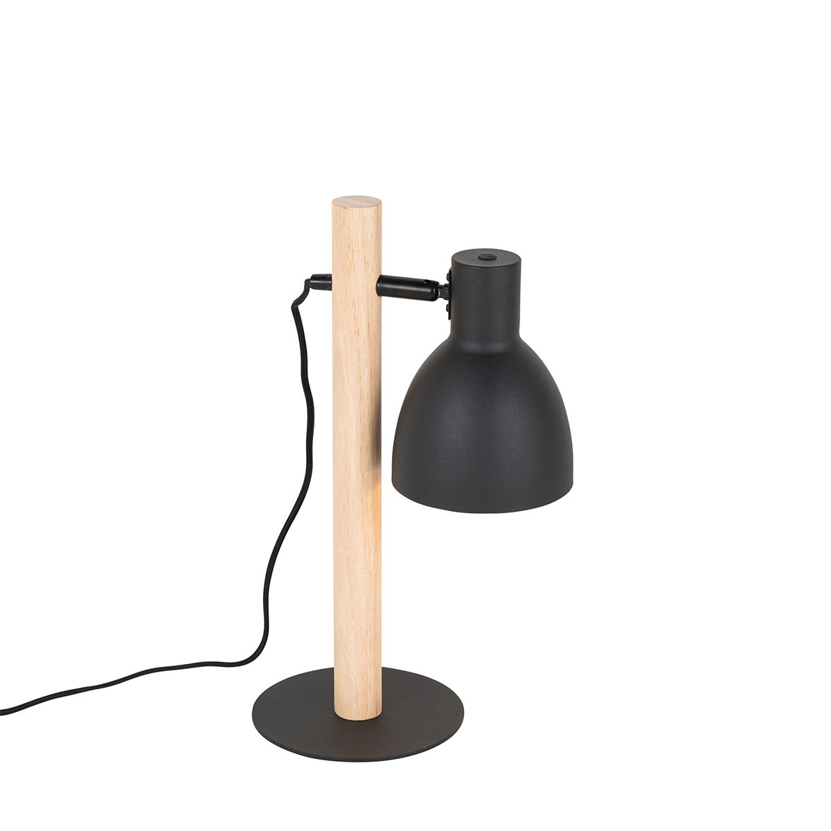 Landelijke tafellamp zwart met hout - Flint