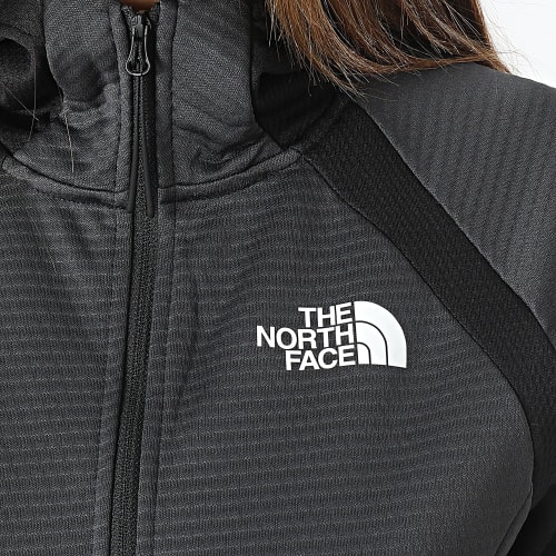 Sweat Zippé Capuche Femme Full Zip Fleece A856C Gris Anthracite Noir