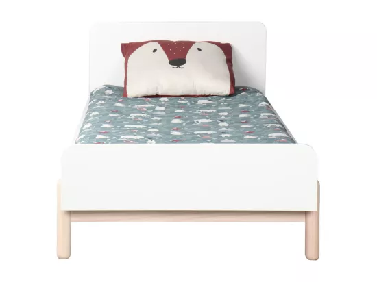 Lit enfant 90x190 cm bois massif blanc et bois GABBY