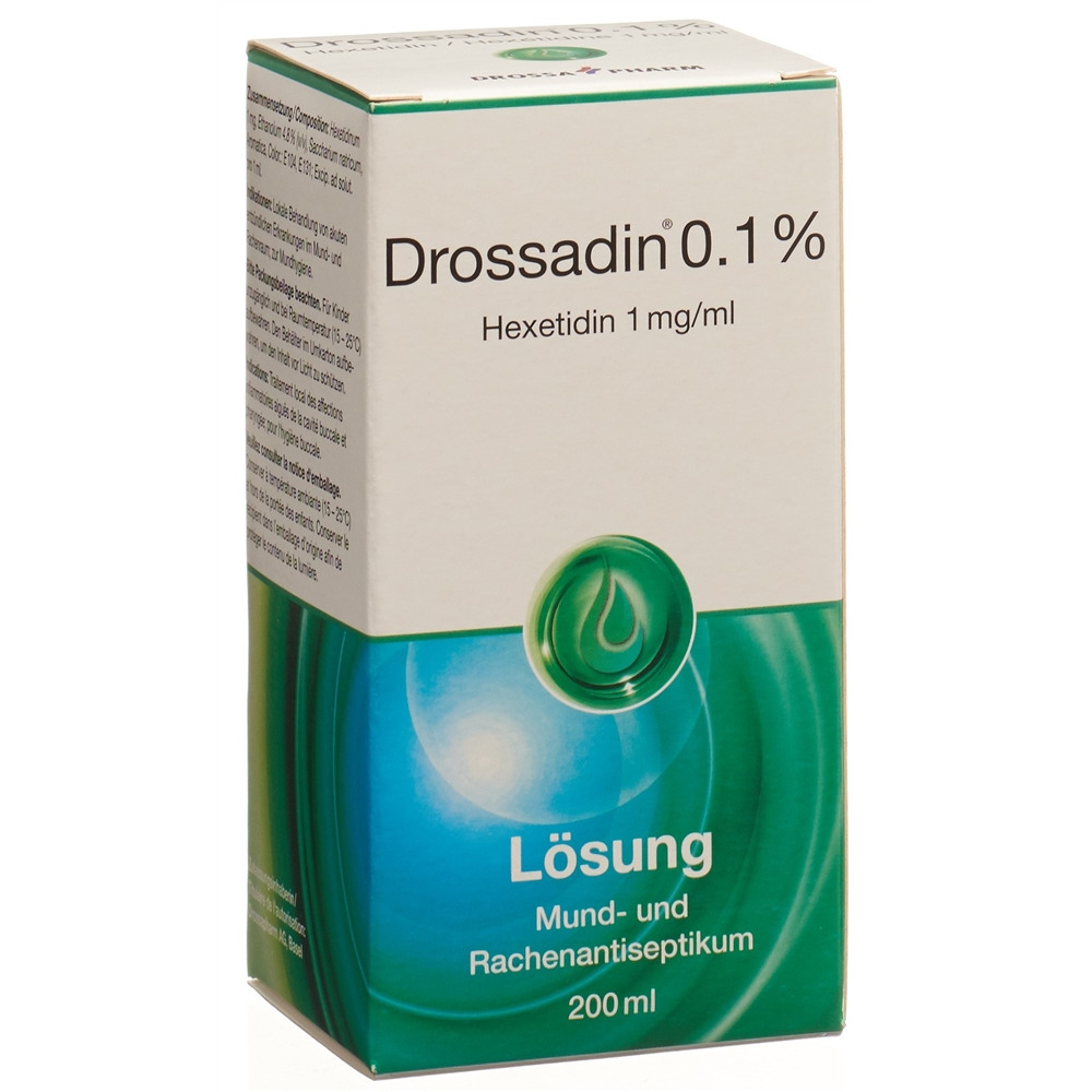 DROSSADIN Lös 0.1 % Fl 200 ml<br>200 ml, Flasche, Lösung zur Anwendung in der Mundhöhle