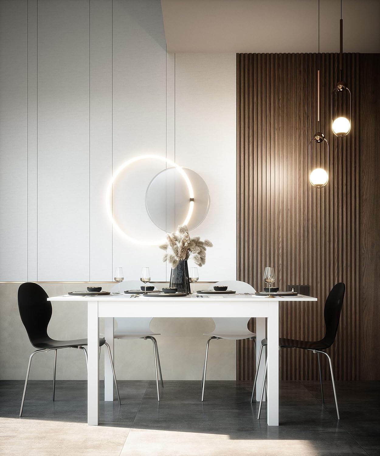 Newfurn Esstisch Tisch Weiß Esszimmertisch Küchentisch Speisetisch II 120x76,5X 70 cm (BxHxT) ausziehbar inkl. 40cm Tischplatte Weiß Küchentisch Speisetisch