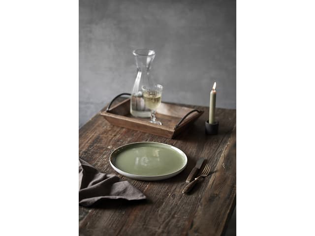 Studio Round Middagstallerken Matte white/Matte moss